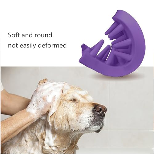 Pet Bath & Massage Brush,Pet Grooming Brush,Soft Rubber Scrubber for Brushing,Massaging,Bathing,Shampooing and Reducing Hairballs (Purple, Style 1) - color: Purple