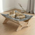 JSPYFITS Elevated Cat Bed Hammock, Raised Cat Bed with Dual-Sided Plush & Linen Cushion, Machine Washable & Breathable Cover Tool Free Easy Assembly, up to 66Lbs (Gray) - color: Cozy Grey