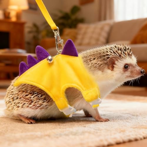 Adjustable Hedgehog Harness and Leash Set - Escape-Proof Small Animals Harness for Hedgehogs, Ferrets, Hamster - Soft, Lightweight & Comfortable (Yellow, M) - color: Yellow