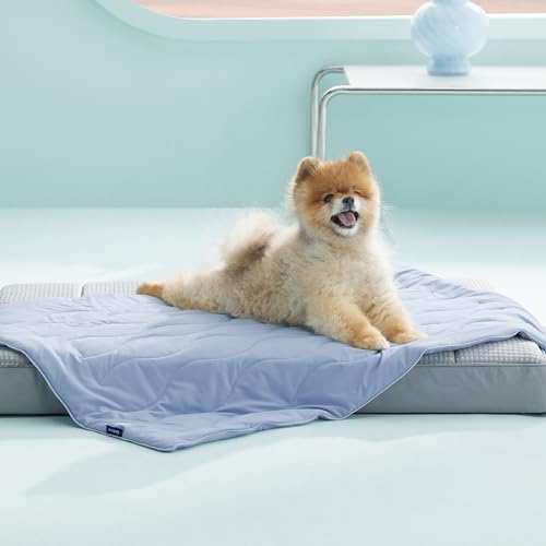 Bedsure ArcticMax™ Q-MAX>0.5 Premium Cooling Blanket for Small Dog，25x35” | Breathable Summer Washable Throw, Dog Blanket Cooling Mat Pad, Soft Durable Cold Self Cooling Pet Mat for Hot Weather，Blue - color: Powder Blue, size: S(25x35")