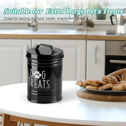 OUTNILI Extra Large Dog Treat Container Airtight - 9" Tall X 6" Round Black Dog Treat Jar for Kitchen Counter - Rustic Treat Storage Canister for Dogs, Cats, Small Animals - color: Black-Extra Large