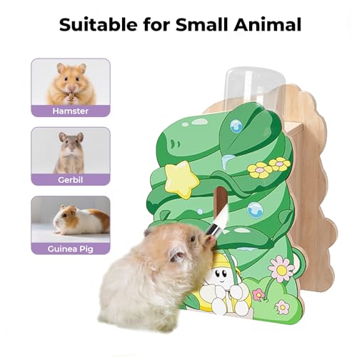 mini&moe Hamster Water Bottle for Glass Tank – Guinea Pig Water Bottle No Drip with Wooden Holder, Small Animal Water Dispenser for Rats, Chinchillas, Gerbils, Sugar Gliders