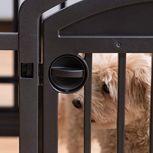 IRIS USA 6-Panel Dog Playpen, Pet Enclosure, Black | Pet Containment, Custom Pen Configuration, Multi-Shape Setup, Flexible Boundary, Tool-Free Assembly, Secure Door Latch - color: Black, size: 6 Panel - 24" H