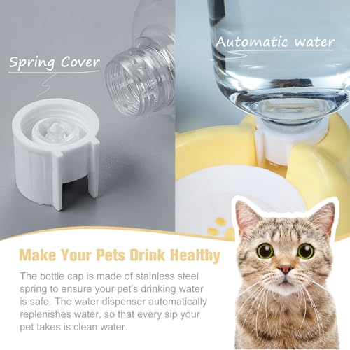 Dog Bowls, Cat Food and Water Bowl Set with Water Dispenser and Stainless Steel Bowl for Cats and Small Dogs - Yellow - color: Yellow