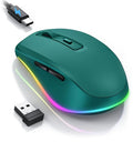 PEIOUS Wireless Mouse Jiggler - Keep Computers Awake, Dark Green | Rechargeable LED Mouse, Silent Clicks, Adjustable DPI and Random Movement Keep Computers Awake for Laptop/PC/Mac - color: Dark Green