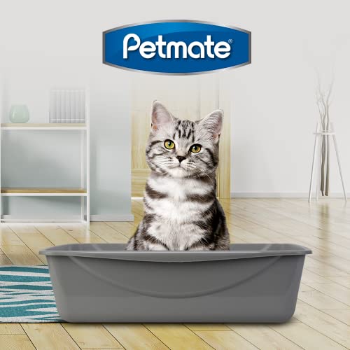 Petmate Open Cat Litter Box; Large Nonstick Litter Pan Durable Standard Box, Grey Great for Small & Large Cats Easy to Clean; Made in USA | Easy to clean standard tray for small and big felines, smooth surface releases clumps, simple everyday scooping and