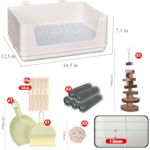 RUBYHOME Large Rabbit Litter Box Bunny Potty Training Corner Litter Pan with Deep Bottom Collection Tray, Small Animal Bedding Toilet for Adult Guinea Pig, Ferret