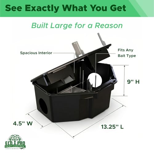 Mouse Bait Station 2 Pack Large Size, Tamper-Resistant Lockable Bait Boxes Indoor Outdoor, Large Rodent Bait Box with Key, Reusable Weather-Resistant Pest Control - size: 2-Pack Large