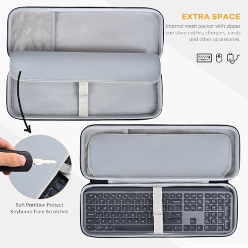 Hard Keyboard Carrying Case for Logitech MX Keys S/MX Keys Advanced Wireless Keyboard Case Cover Protector, Logitech Keyboards Shockproof Protective Travel Bag, Black - size: Logitech MX Keys S/MX Keys