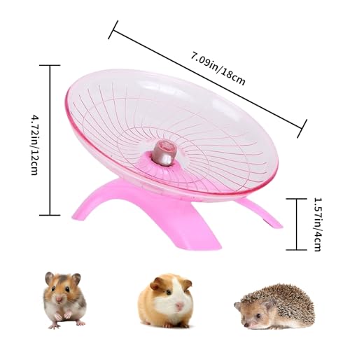 Hamster Flying Saucer Silent Running Wheel, 7 Inch, Suitable for Guinea Pigs, Hamsters, Hedgehogs and Other Small Animals to Ensure Safe Exercise (Pink) - color: Pink