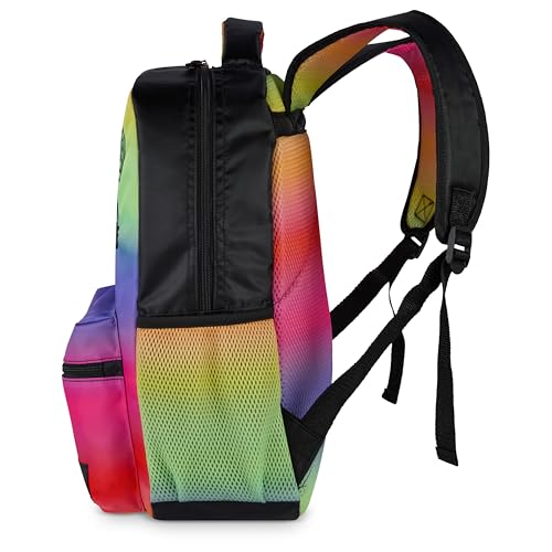 AI ACCESSORY INNOVATIONS Fuggler Backpack with Big Face Oogah Boogah Character, Rainbow Gradient, 16 Inch, Polyester, 3 Pockets, Adjustable Straps, for Kids Ages 5-12 - style: Fuggler Oogah Boogah Backpack