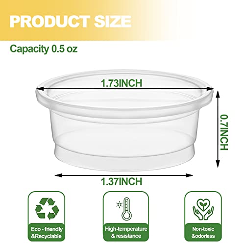 0.5oz Crested Gecko Food and Water Feeding Cups, Reptile Feeder Bowls, Plastic Replacement Food Dish for Lizard and Other Small Pet Ledge Accessories (100 pcs) - size: 0.01 Fl Oz (Pack of 100)