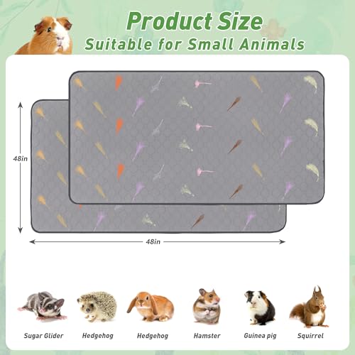 2Pcs Guinea Pig Cage Liners,Guinea Pig Fleece Cage Liners48''X48'' Super Absorbent Washable Pee Pads Reusable for Rabbit Hamster Chinchilla - size: 12 In 4x4(48" x 48") 2Pack