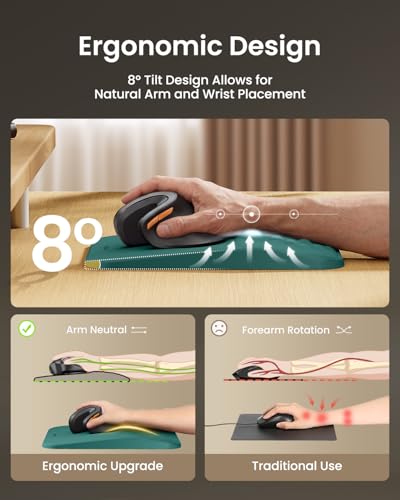 ProtoArc MP50 Ergonomic Mouse Pad with Wrist Support, Lycra Surface, Green | 8° slope & massage points, soft memory foam, Large 12x8 Inches, Non-slip base. Relieves wrist strain for office & home - color: Green Lycra