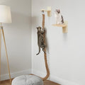 Weysat 2" x 4.92 ft Cat Climbing Rope with 2 Jumping Platform Wall Mounted Thick Jute Cat Scratching Post Furniture Wall Climbing System for Kittens & Large Cats(Wood,Regular) - color: Wood, style: Classic