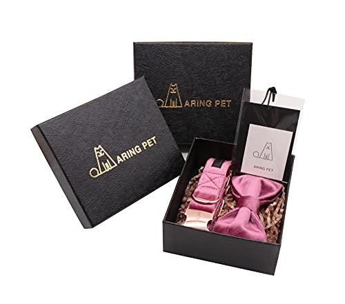 ARING PET Bowtie Dog Collar-Velvet Dog Collars with Removable Bowtie, Cute & Comfortable Dog Collar. - color: B-Rose Red, size: X-Small (Pack of 1)