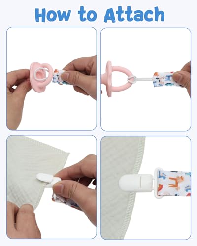 babygoal Aniaml Neutral Pacifier Clips, 8 Pack Binky Paci Holder Clips Fits for Most Baby Pacifiers and Binkies - color: boy color 49