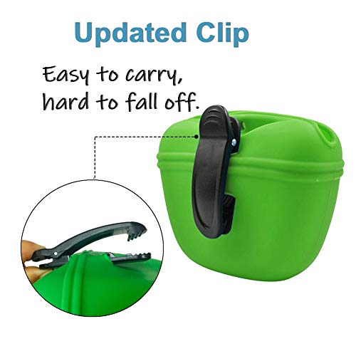 RoyalCare Silicone Dog Treat Pouch-Small Training Bag-Portable Dog Treat Bag for Leash with Magnetic Closure and Waist Clip[US Design Patent] - color: dark green