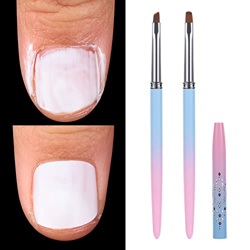 Nail Art Clean Up Brushes,Nail Brushes for Cleaning Polish Mistakes on the Cuticles, Acetone Resistant Nail Brush, Fingernail Cleaning Brushes for Nail Art and Designs (2 Pcs Round&Angled) | Clean Up Brushes with Round and Angled Tips for Polish Mistakes,