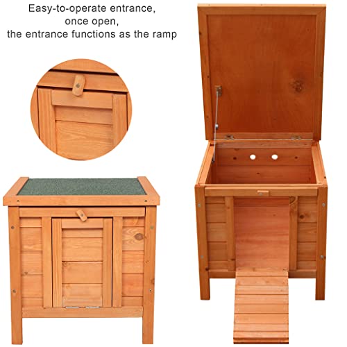 Cat House Outside, Weatherproof Wooden Bunny Rabbit Cat Hutch Outdoor Pet Cage Shelter Feral Cat House, Small Pet House and Habitats - color: Natural Wood