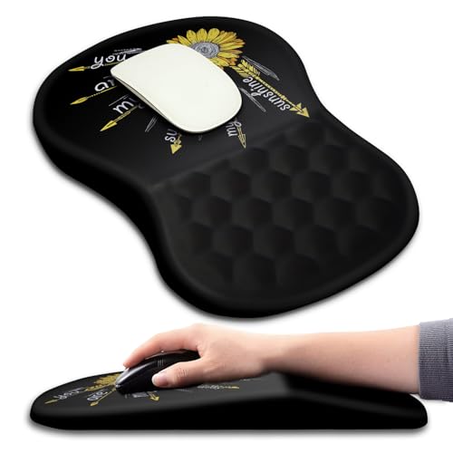 Hokafenle Ergonomic Mouse Pad Wrist Support with Massage Design, Wrist Rest Pain Relief Mousepad with Memory Foam&Non-Slip PU Base, Mouse Pads for Wireless Mouse & Desk (12x8 inch,Inspirational) - color: HK022-Inspirational