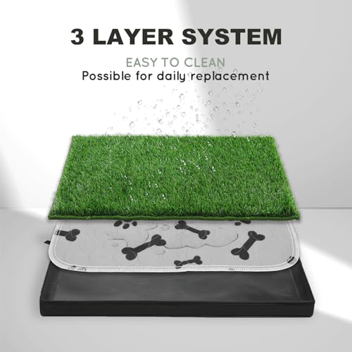 HQ4US 4LEGS Dog Grass Pad with Foldable Dog Litter Box,Small Liner Base for Balcony，Ultra-Absorbent Artificial Grass Pads for Dogs Pee Pad Holder, Potty Training, 2 PCS Reusable Pee Pads - size: Small for Dog＜ 19" Length