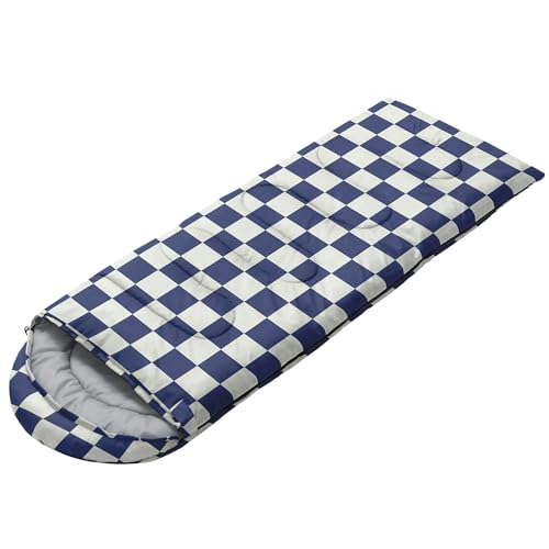 Sleeping Bags for Adults and Kids Backpacking Camping Sleeping Bags for Girls and Boys Lightweight Waterproof Cold/Warm Sleeping Bag for All Season - color: Purple and White Check
