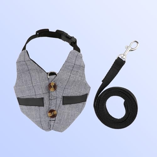 Rabbit Vest Harness and Leash Set Adjustable Formal Suit Style for Bunny Kitten Small Animal Walking (M) - size: M