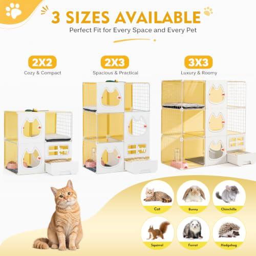 Cat Cage with Litter Box & Clear Door,Indoor Cat Cage Playpen,DIY Cat Enclosures,Multi-Level Detachable Metal,Ferret Cage 42" x 18" x 42" - size: 41.7"L x 18.1"W x 41.7"H