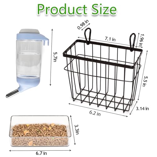 SANGLE SOPFFY Rabbit hay Feeder Small Animal Feeding Set with 350ml Water Bottle, Hay Rack, Pellet Dish for Guinea Pigs, Chinchillas, Bunny- Multifunctional Pellet Food Bowl Dispenser - color: black-3