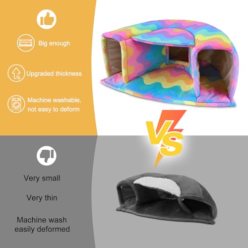 Unicorn Catcher Washable Guinea Pig Hideout Large Cozy Bed for Small Pets | Warm Plush Pet House Featuring A Semi-Closed Design For Hamsters Chinchillas And Bunnies To Sleep In Secure Comfort - color: Rainbow