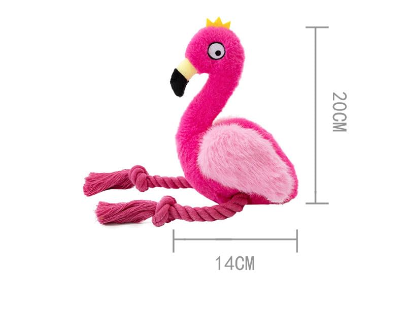 Plush Flamingo Dog Toy with Squeaker and Rope Legs for Small Dogs Puppies | Soft plush material with fun sounds, perfect for tugging, fetching, indoor play and bonding with your furry companion. - color: Pink Flamingo