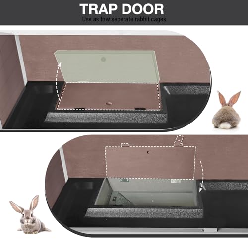 Rabbit Hutch Bunny Cage Wooden 2-Story Indoor Outdoor Small Animal House with Wheels, Two Removable Trays, Guinea Pig Cage (Brown) - color: Brown-AIR77