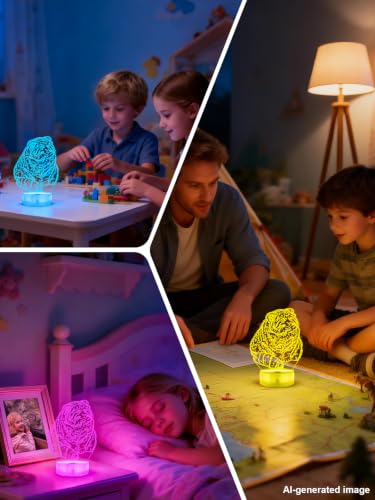 Pallas Cat 3D Night Light for Kids, LED 16 Colors Remote Control Changing Touch Dimmable Table Desk Lamp, Cute Animal Gifts for Pallas Cat Lovers Animal Fans - color: Color D