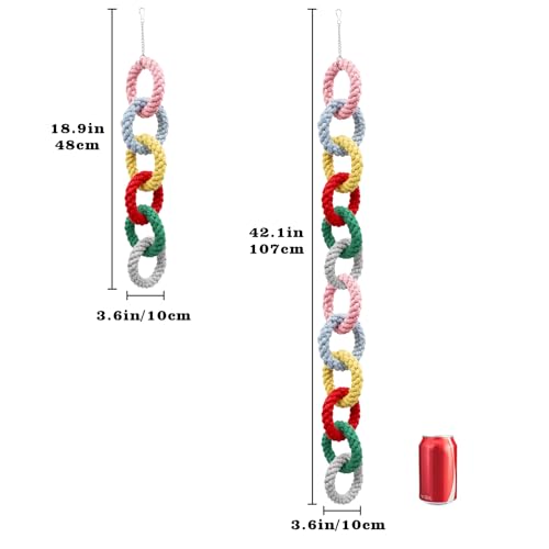 Sugar Glider Toys, Hanging Cotton Rope Ring Climbing Toy for Little Pet, Rat toys, Sugar Glider Cage Accessories, Exercise Toys for Sugar Glider, Rat, Squirrel, Bird, Other Little Climber （Short） - size: Small