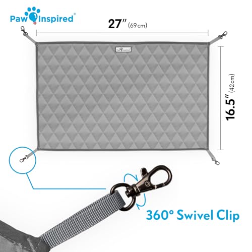 Paw Inspired Hanging Fleece Hammock for Small Animals, Gray/Light Gray | Hammock with Swivel Clips for Pet Cage for Ferrets, Rats, Chinchillas, Sugar Gliders, Hideout Toy for Guinea Pigs, Hamsters - color: Gray/Light Gray