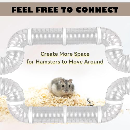 8 PCS Hamster Tunnel Kit,Transparent Curved Pet Cage Tube Set Dwarf Hamster Accessories DIY Toy Connection External Pipe for Mice Rat(White) - color: 【White】