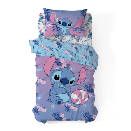 Disney Lilo & Stitch Twin Comforter Set 4 Piece Includes Reversible Comforter & Sheet Bedding Set Soft Fade Resistant Microfiber Officially Licensed - color: Sporty Stitch Twin