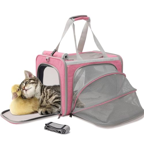 Soft Cat Carriers Pink Small Dog Carrier Airline Approved,Expandable Pet Carrier,Strudy,Ventilated,Soft Sided Pets Carriers Cage,Durable Small Animals Travel Bag Outdoor Carry Kennel - color: Pink