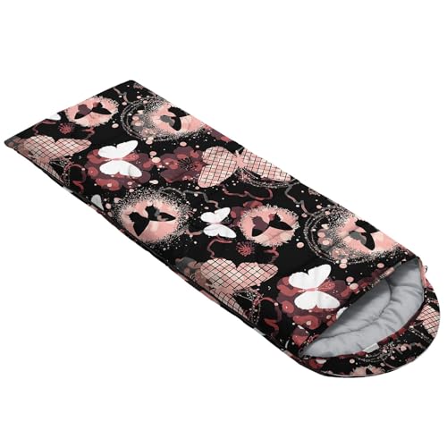 Kids Sleeping Bag for Boys Girls,3D Basketball Print-Lightweight Warm Portable Outdoor Indoor-Waterproof Cold Weather Resistant Sleeping Bag for Camping Hiking - color: Butterflies
