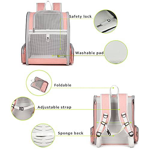 Texsens Innovative Traveler Bubble Backpack Pet Carriers for Cats and Dogs - color: Mesh Pink