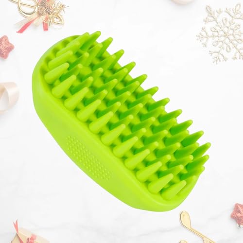 Dog Grooming Brush, Premium Soft Silicone Pet Bath Brushes, Rubber Shampoo Soothing Comb Scrubber for Wet Dry Long Short Haired Dogs & Cats Massaging, Deshedding Shower Scrubbing - color: YELLOW