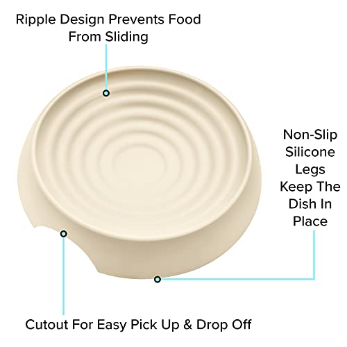 CatGuru Cat Bowls, Whisker Friendly Food Bowl for Indoor Cats, Reliefs Whisker Fatigue, Wide Kitten Dish, Non Slip Pet Dishes, Shallow Pet Plates (Sand, (Pack of 2)) - color: Sand, size: Dish - Set of Two