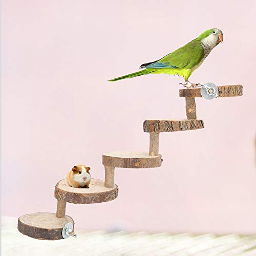 Tiiyee Wooden Hamster Ladder, Bird Parrot Ladder Perch Wood Climbing Bridge | Parakeet Cage Toy Ramps Exercise Stands Activity Platform Playground Accessories for Small Animals Gerbil Mice Mouse Rat