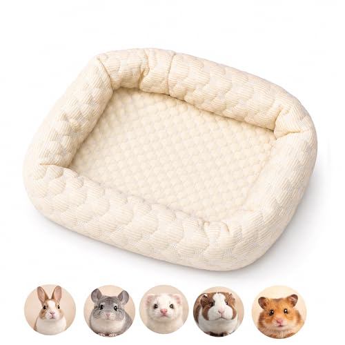 Small Animal Cooling Bed, Ice Silk Summer Pet Bed with Raised Pillow Edges, Non Slip Sleeping Mat for Guinea Pigs, Hamsters, Rabbits and Other Small Pets - color: Yellow