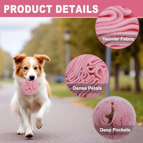 Snuffle Ball for Dogs, Slow Feeder Mental Enrichment Toy, Cute Interactive Puzzle Game for Anxiety Relief & Indoor Fun, Pet Search Game for Small Medium Dogs, Machine Washable - color: Light Red, size: Medium