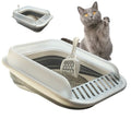 Low Entry Kitten Litter Box Collapsible Shallow Litter Box | Senior Cats Anti-Splashing Kitty Training Open Potty Pan Scoop Leak-proof pedal Cat Toilet No Smell Easy Clean - color: Grey, size: Large