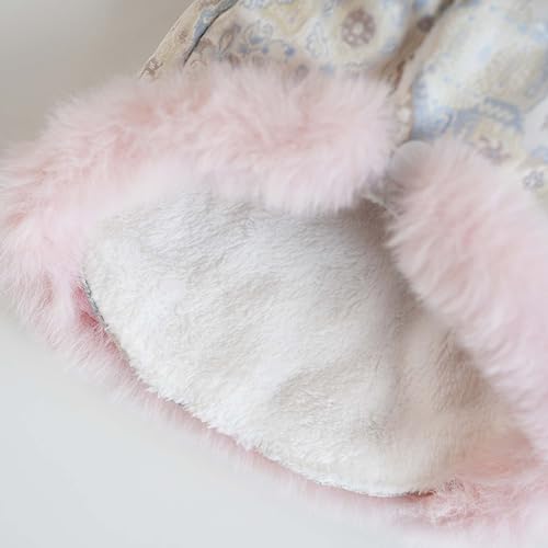 Dog Chinese New Year Clothes Cat Tang Costume Outfit,Tassels Dog Cheongsam Tang Suit,Winter Fleece Pet Jacket Clothes (Pink+Blue, L(Bust18.1inch|Weight 9-11LBS)) - color: Pink+Blue, size: L(Bust18.1inch|Weight 9-11LBS)