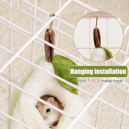 MiOYOOW Sugar Glider Sleeping Pouch, Warm Plush Hamster Hammock Cage Hanging Small Animals Hideout Nest for Guinea Pig Squirrel Ferrets Winter