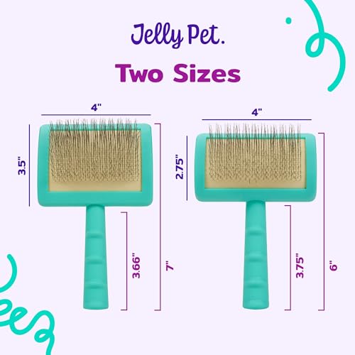 Jelly Pet Universal Slicker Brush for Dogs, Grooming Brush, Remove Tangles and Dead Undercoat, Tuffer Than Tangles, Doodle Huskie Sheep Dog Golden Retriever German Shepherd, Firm Pins, Teal, Large - color: Teal, size: Large (3 in x 4 in) - Pins (Firm)
